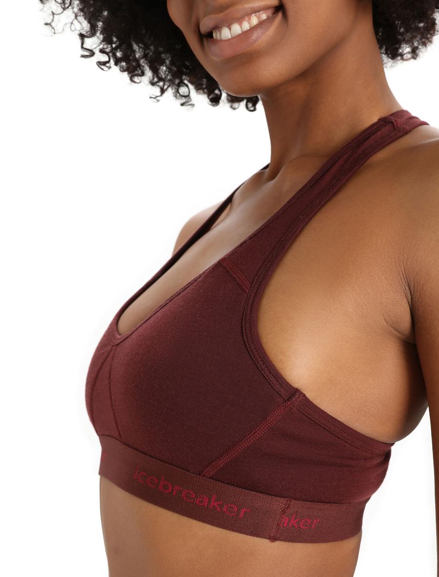 Women's Icebreaker Merino Sprite Racerback Bras Espresso | CA 1134MQZA